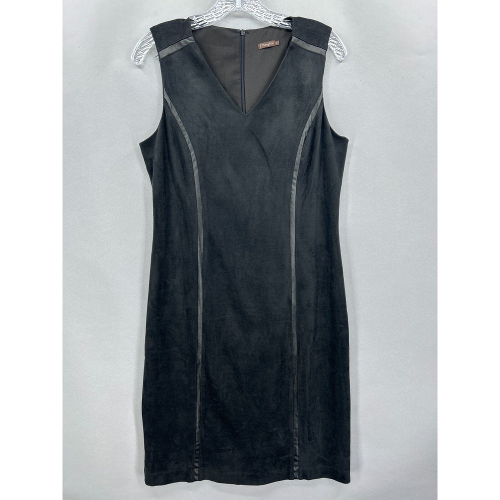 J McLaughlin Dress Medium Black Sheath Faux Suede Dominique Sleeveless‎ Stretch - Picture 2 of 12